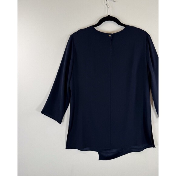 MM.LaFleur Womens Top Blue The Bourgeois Blouse Asymmetrical 3/4 Sleeve Small - Picture 8 of 12